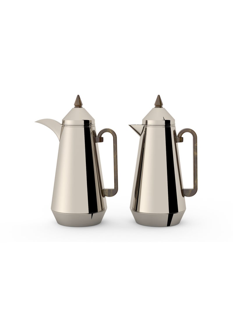 Regal by Ripple Vacuum Flask Set (2 x 1L), Double Wall Stainless Steel Body with Glass Liner, Hot & Cold Insulated Vacuum Jugs, Leak-Resistant, for Arabic Coffee & Tea - Image 1